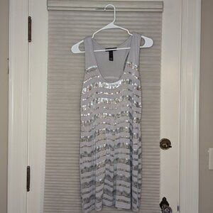 INC Short Silver Sequin & Gray Tank Party Dress